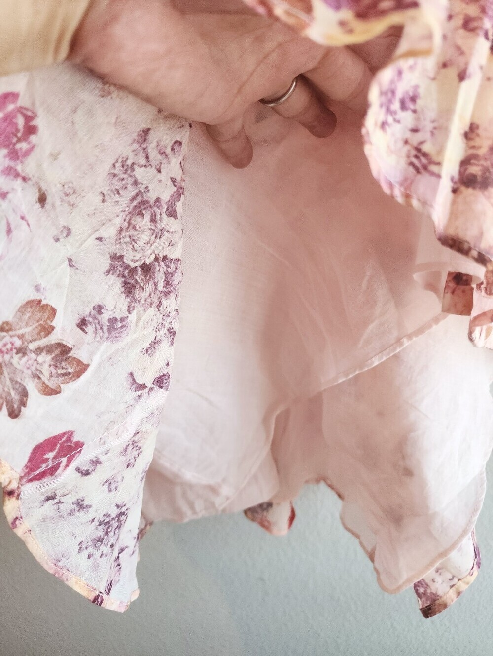 ANNA CATE FLORAL MINI DRESS LONG SLEEVES V NECKLINE PINK TONES SIZE LARGE NWT - Picture 9 of 15